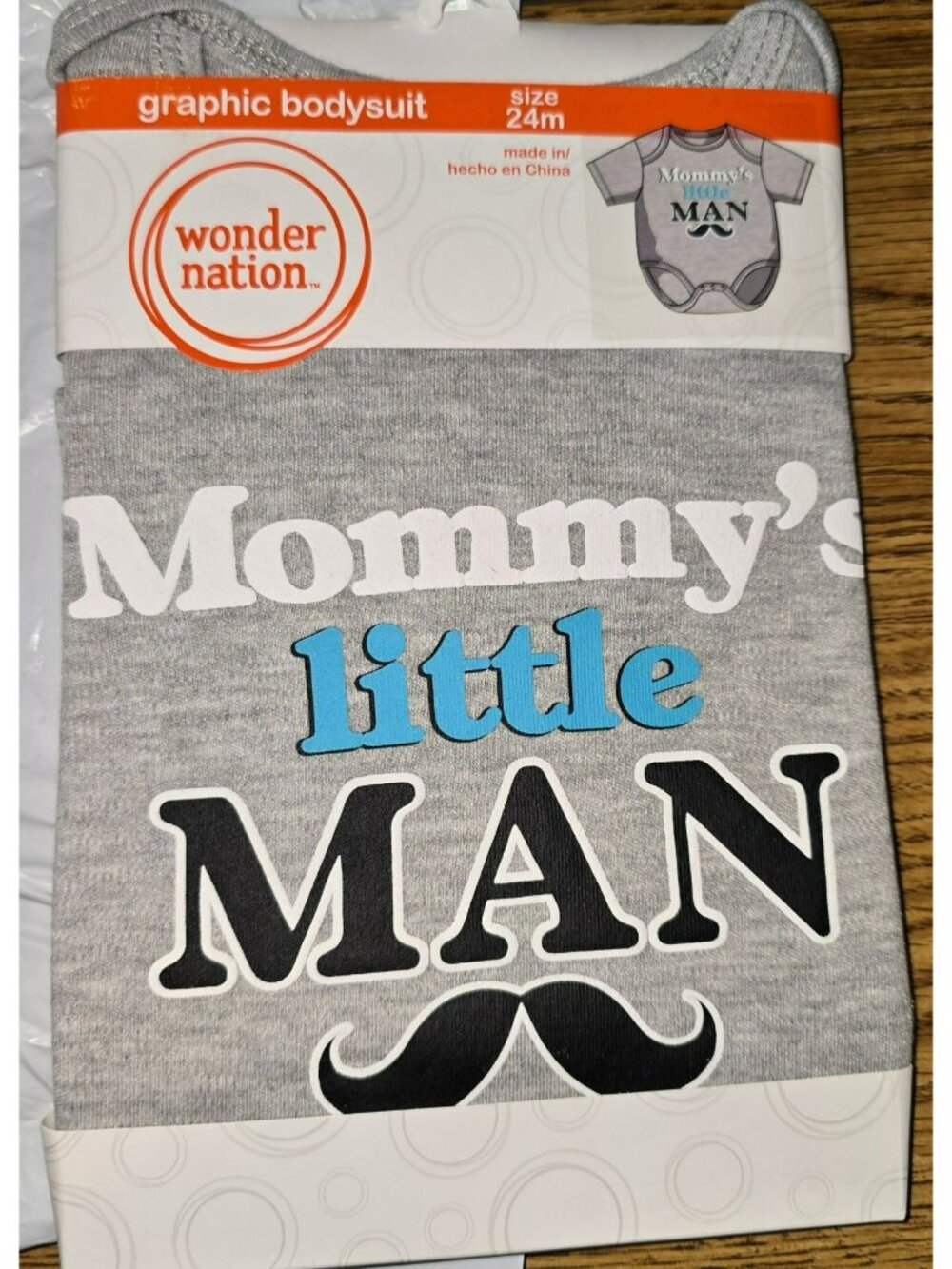 Mommys Little Man Graphic Bodysuit Size 24M Gray Short-Sleeve Baby Shirt LH4260A